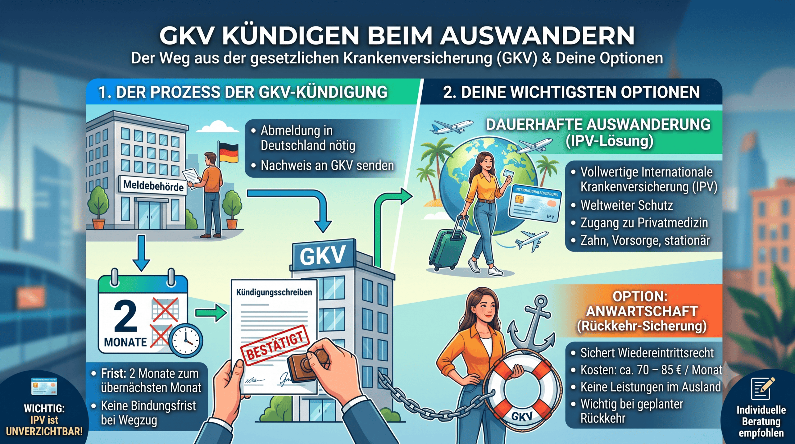 GKV kündigen beim Auswandern